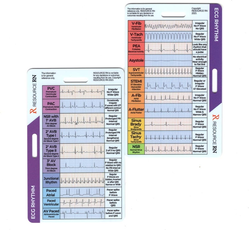Resource RN EKG Rhythm Interpretation Badge Card – Quick Reference Guide for ECG/EKG Rhythms – Dual-Sided, Horizontal & Vertical Layout – Pocket-Sized Cheat Sheet for Nurses, Paramedics & Medical Students - Image 4